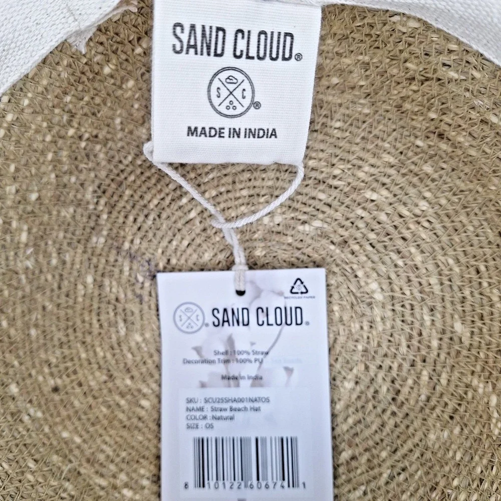 Sand Cloud Hat Straw Woven Summer Beach Rolled Wide Bim Flexible Eco Beach Core